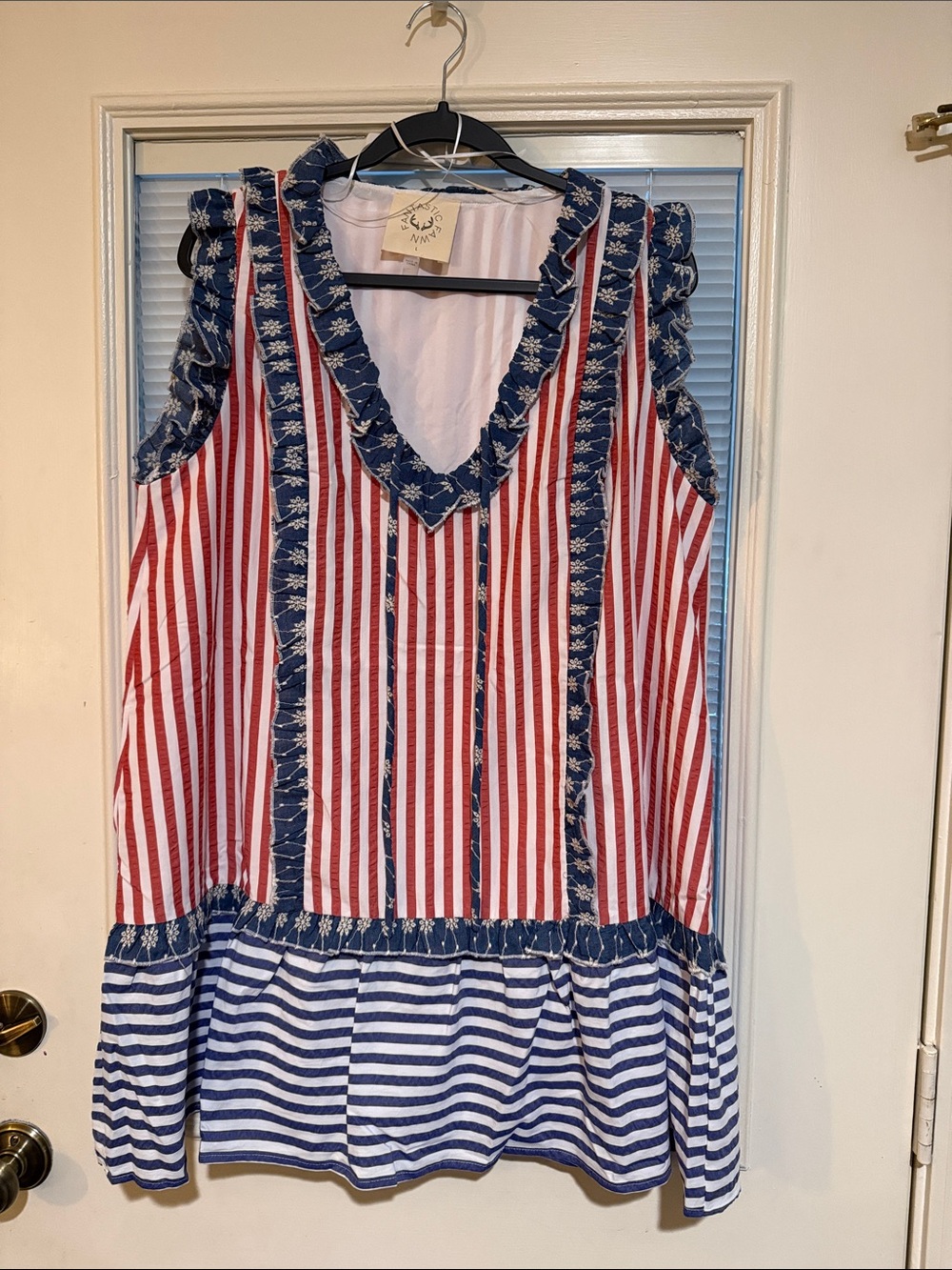 Fantastic Fawn Faith and Freedom Stripe Babydoll Mini Dress